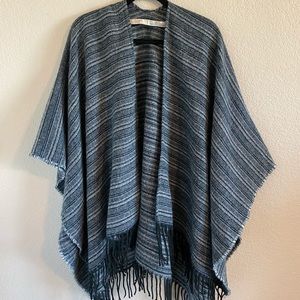 Navy and white Ann Taylor Loft open poncho